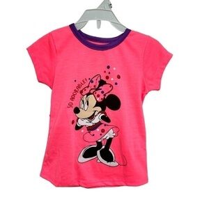 DISNEY JR Minnie Mouse Girls Pajama Set Pink Short Sleeve T-Shirt & Shorts 24M